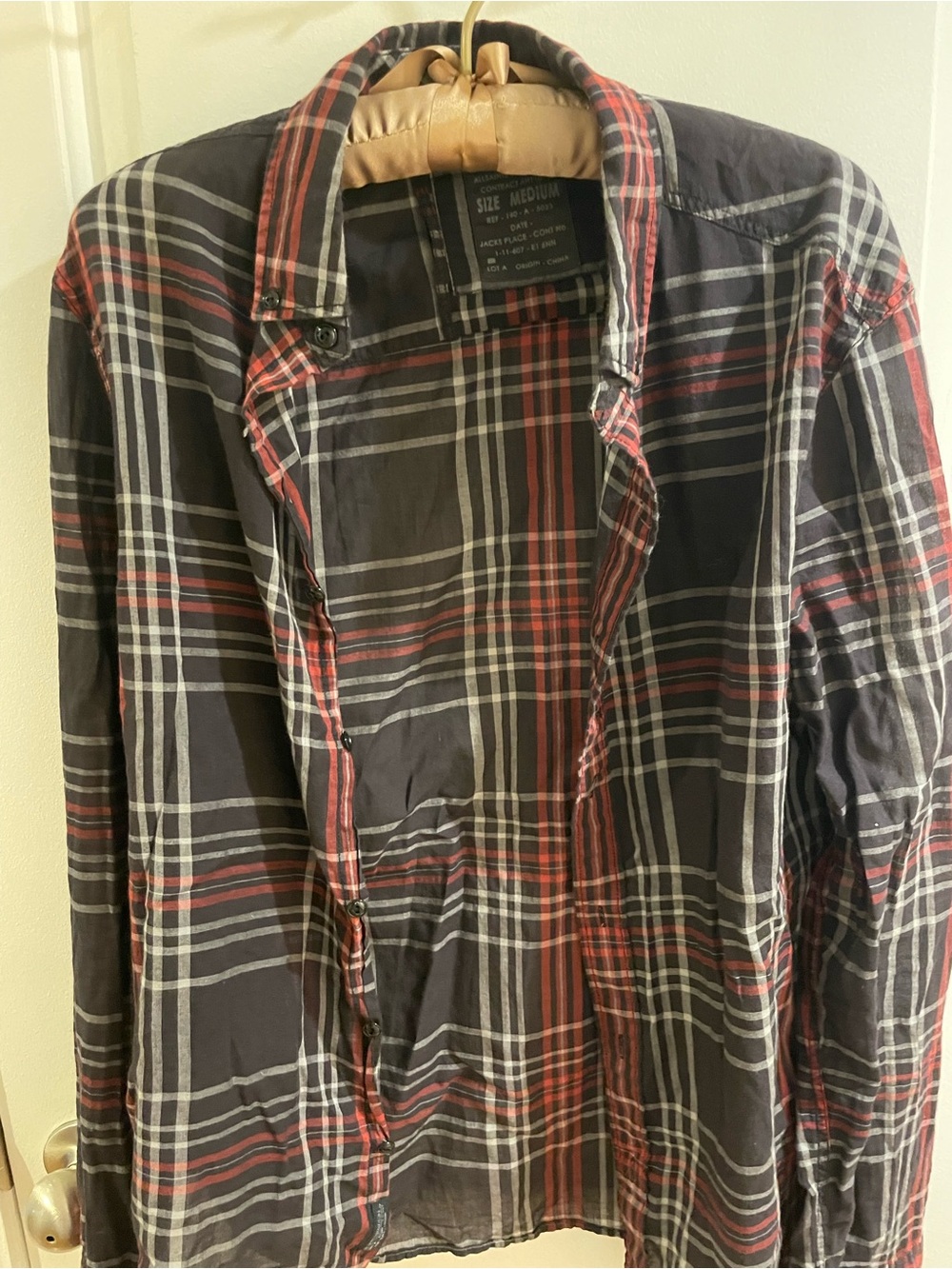 All Saints Black Red White Plaid Button-Down Shirt